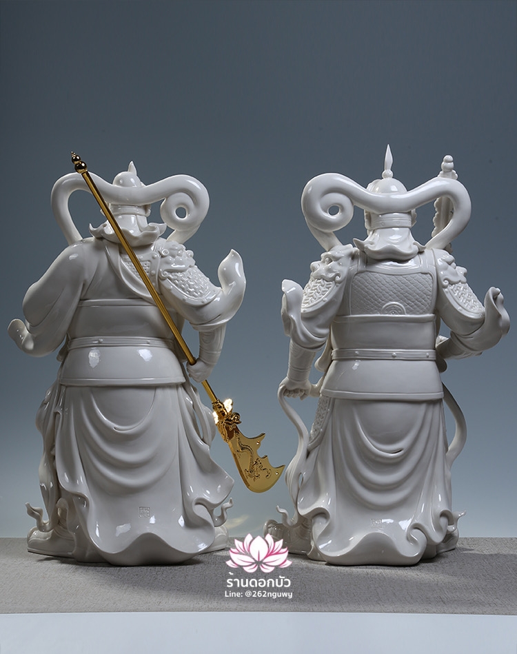 เทพเจ้ากวนอู และพระเวทโพธิสัตว์ (อุ่ยท้อผ่อสัก) ขนาด 14/18/20 นิ้ว สีขาว