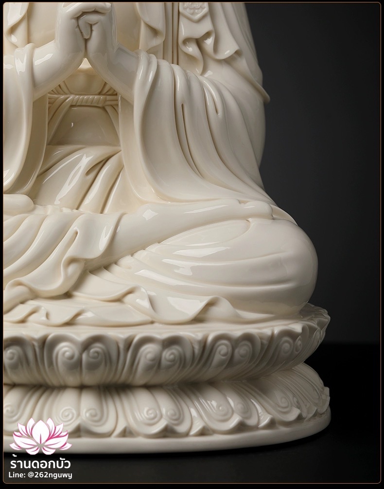 พีลูกวนอิม พระโพธิสัตว์กวนอิมปางสำเร็จธรรม ฝีมือช่างระดับอาจารย์ สีขาวงาช้าง ขนาด 17 นิ้ว