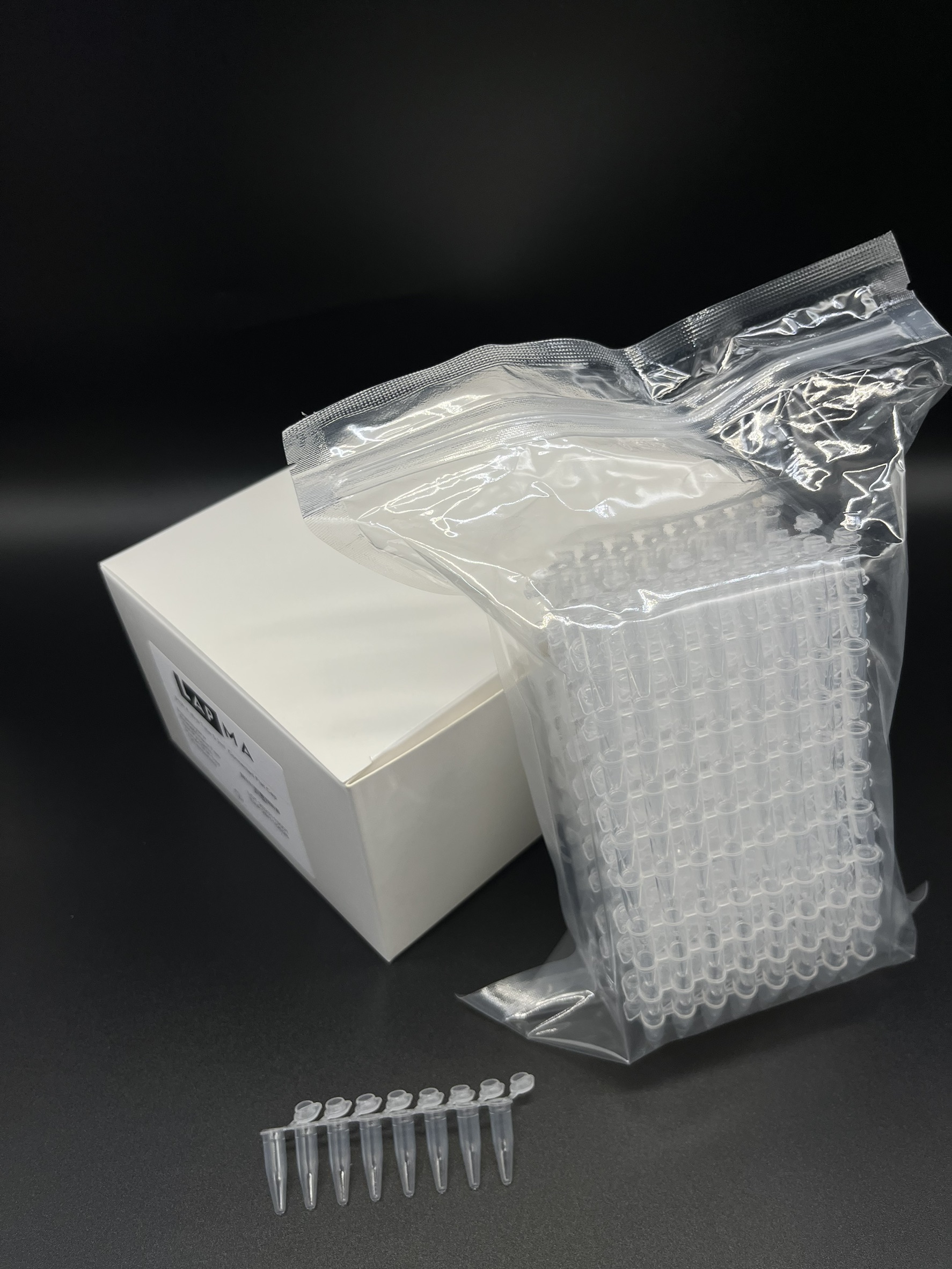 PCR 8 strip tube / Single ube , flat cap , clear 0.2 ml หลอดพีซีอาร์ ฝาเรียบ Sterile 125strip/box