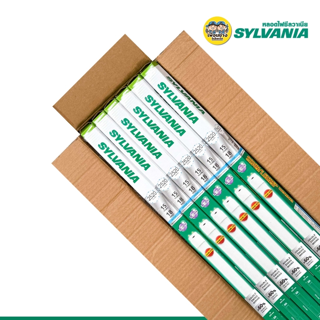 **เฉพาะหลอด** SYLVANIA ยกลัง LED T8 ECO-GL IIDE Super เฉพาะหลอด 9w 18w ไฟเข้า 2 ทาง หลอดไฟ