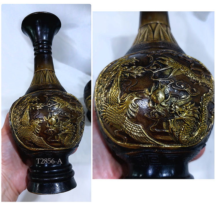 (เดี่ยว)แจกันจีนลายหงส์คู่มังกร สูง 23cm ใบละ