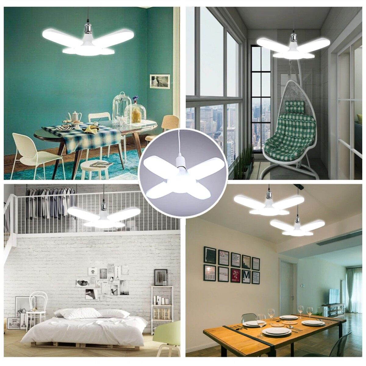 iwachi หลอดไฟ 100W LED ใบพัด 4+1 พับเก็บได้ ประหยัดไฟ ปรับมุมโคมไฟได้ หลอดใบพัด