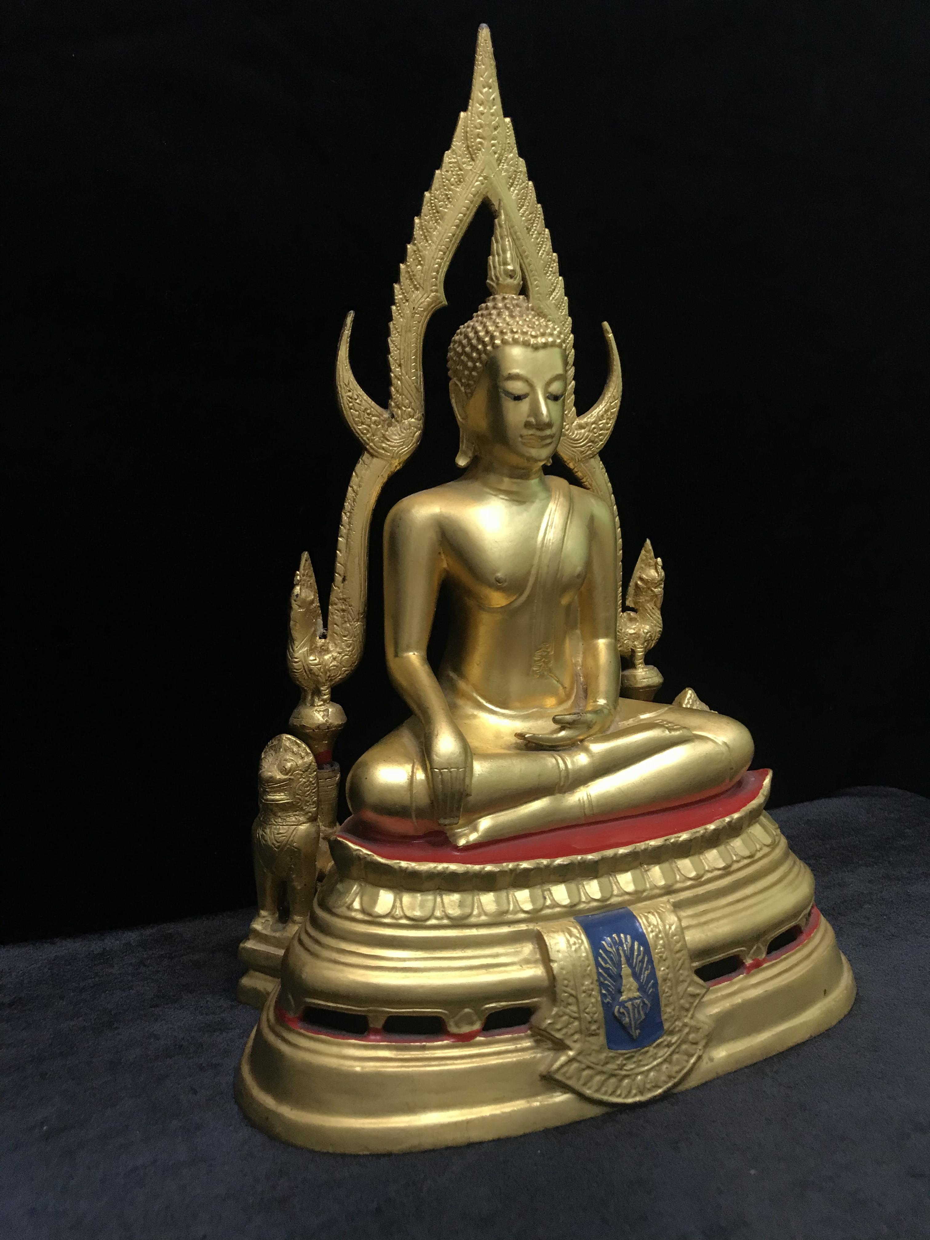 พระพุทธชินราช มวก วัดเบญจมบพิตร ปี 2519 หน้าตัก 5.9 นิ้ว หล่อดินไทย ปิดทองเดิม(ในหลวงรัชกาลที่9และราชินีเสด็จฯเททอง)