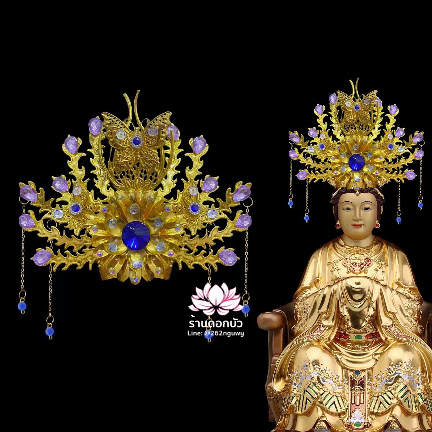 หมวกเทพเจ้าฝ่ายหญิง หมวกเทพนารี หมวกเทวนารี หมวกพระจีน หมวกกิมซิ้น หมวกเทพเจ้าจีน