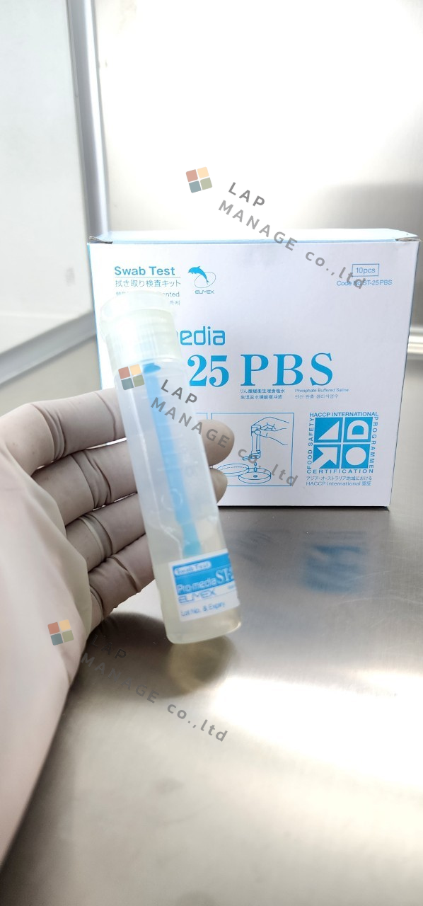 Promedia ST-25 PBS ชุด Swab ตรวจสอบความสะอาดของภาชนะพื้นผิว (Environmental swab on food surface for microbial count)