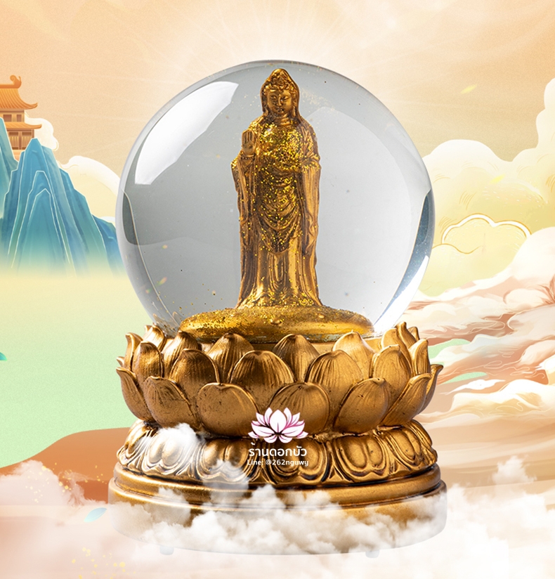 โคมไฟคริสตัลบอล องค์พระโพธิสัตว์กวนอิม พร้อมเสียงบทสวดมนต์จีน