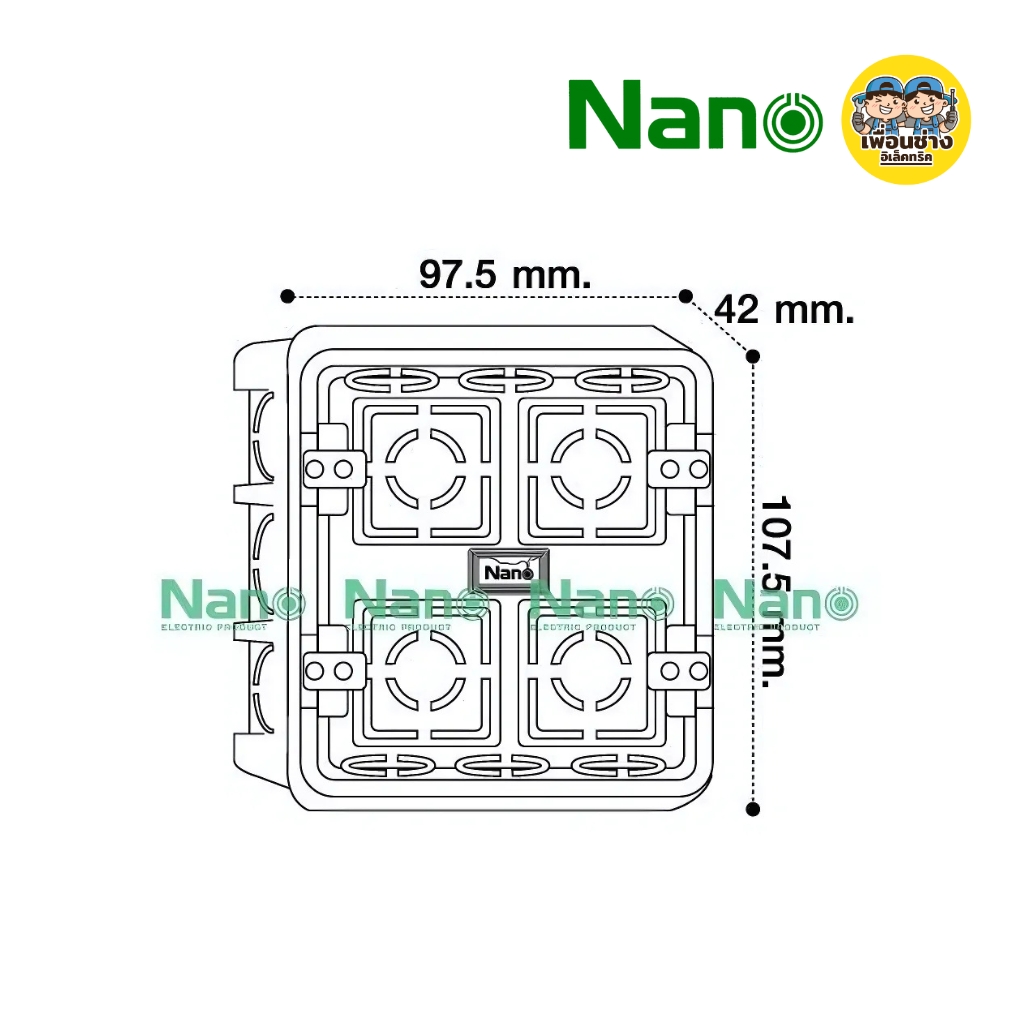 **ยกลัง** NANO บล็อกฝังหูเหล็ก ขนาด 4x4 สีส้ม สีดำ บล็อกฝัง ขายยกลัง บรรจุ 100 ชิ้น