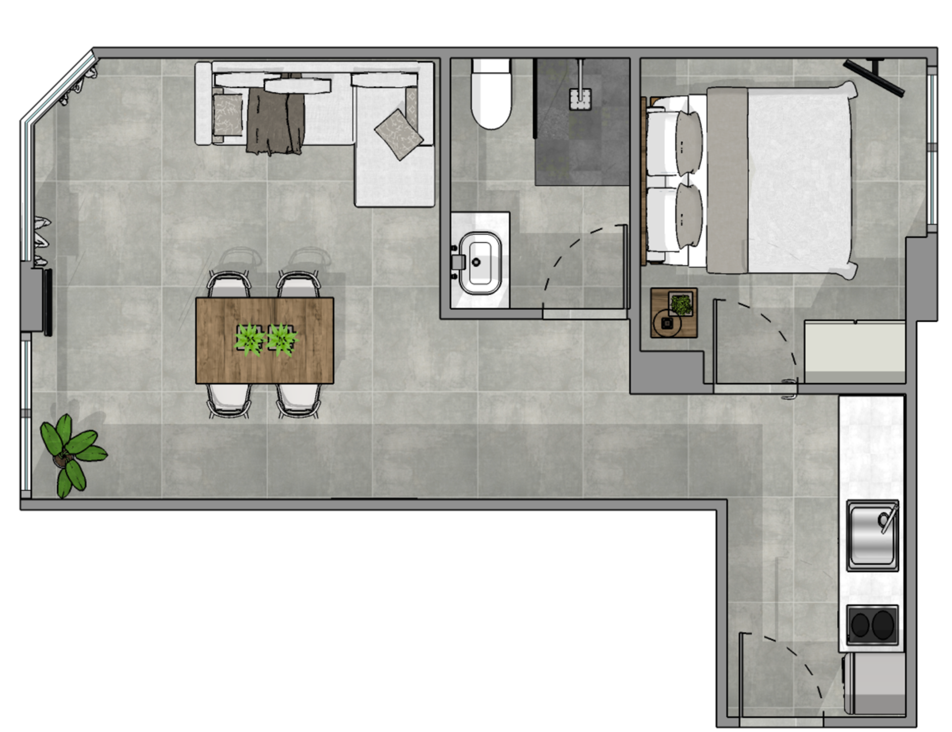 For Rent : Condo in Chalong area Tower II, 1 Bedroom 1 Bathroom, 4th flr.