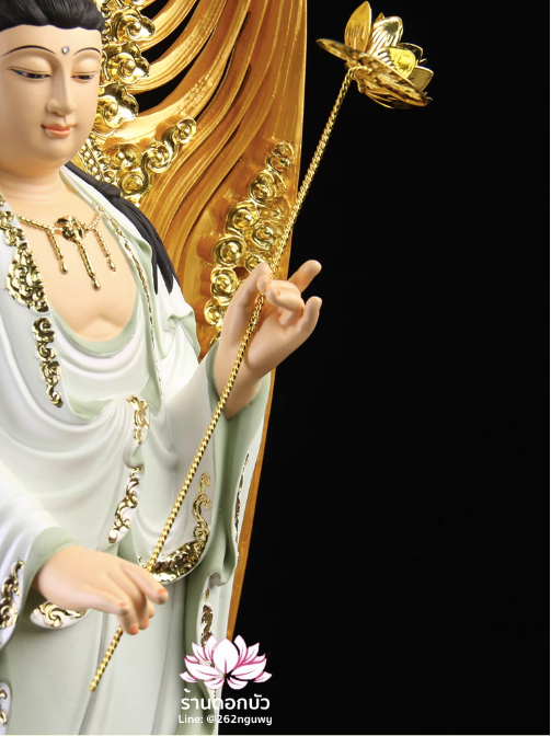 พระพุทธเจ้า (พระยูไล) พระโพธิสัตว์กวนอิม (กวนอิมผ่อสัก) พระมหาสถามปราปต์โพธิสัตว์ (ไต่ซีจี่ผ่อสัก) ปางยืนบนดอกบัว ขนาด 12/16/19/26/36 นิ้ว