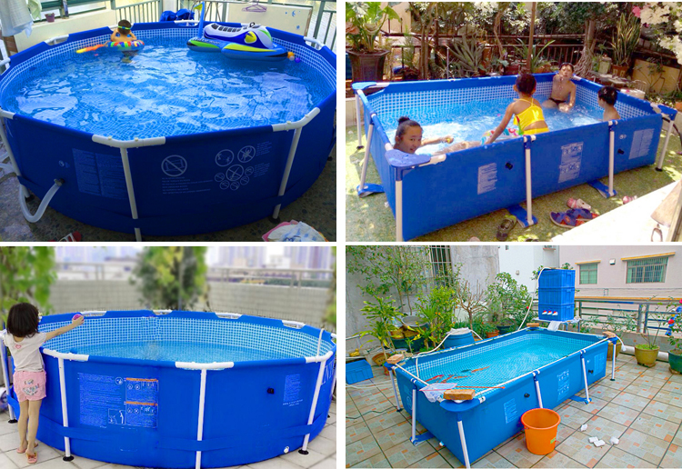 Intex 28200 สระขาตั้งกลม 10 ฟุต รุ่น Metal Frame สีน้ำเงิน