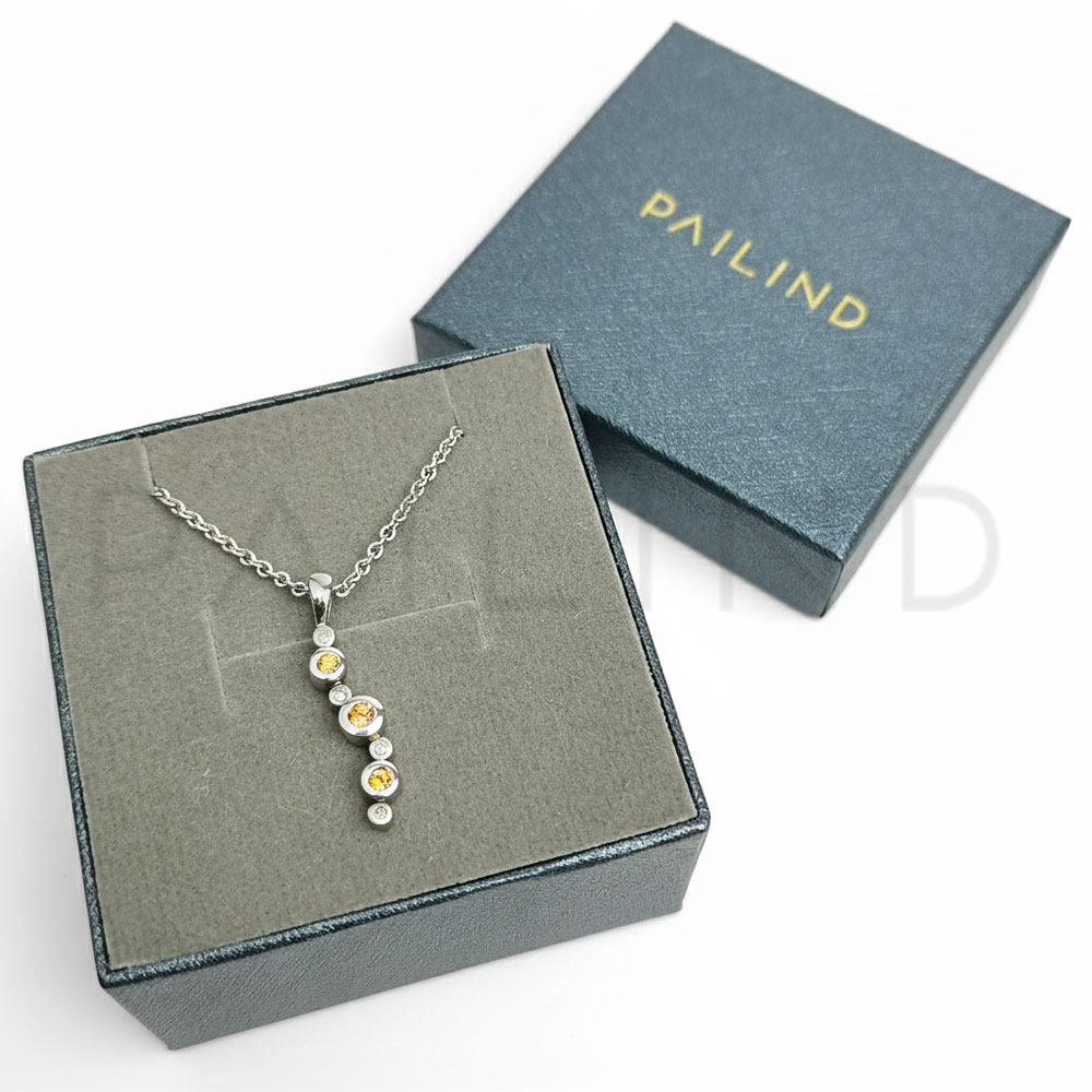 จี้เงินแท้ 925 ประดับเพชรและพลอยเนื้อแข็ง YELLOW SAPPHIRE / ORANGE SAPPHIRE