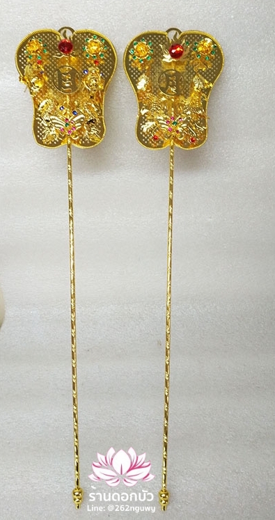 พัดประดับกิมซิ้น พัดเทวรูปจีน พระอาทิตย์และพระจันทร์