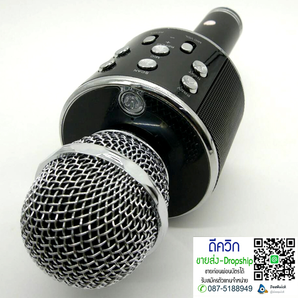WS-858 Wireless Bluetooth HIFI Karaoke Microphone MIC– สีดำ