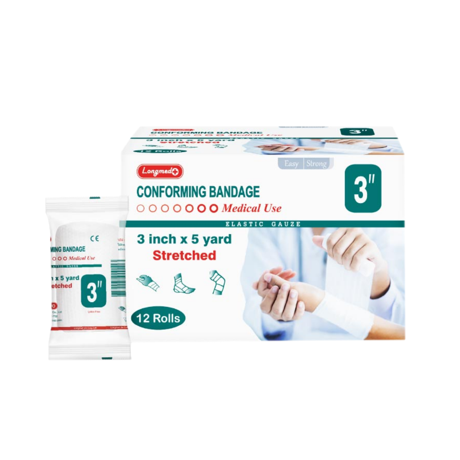 Longmed ผ้าพันแผล conforming bandage 3" (1x12's)