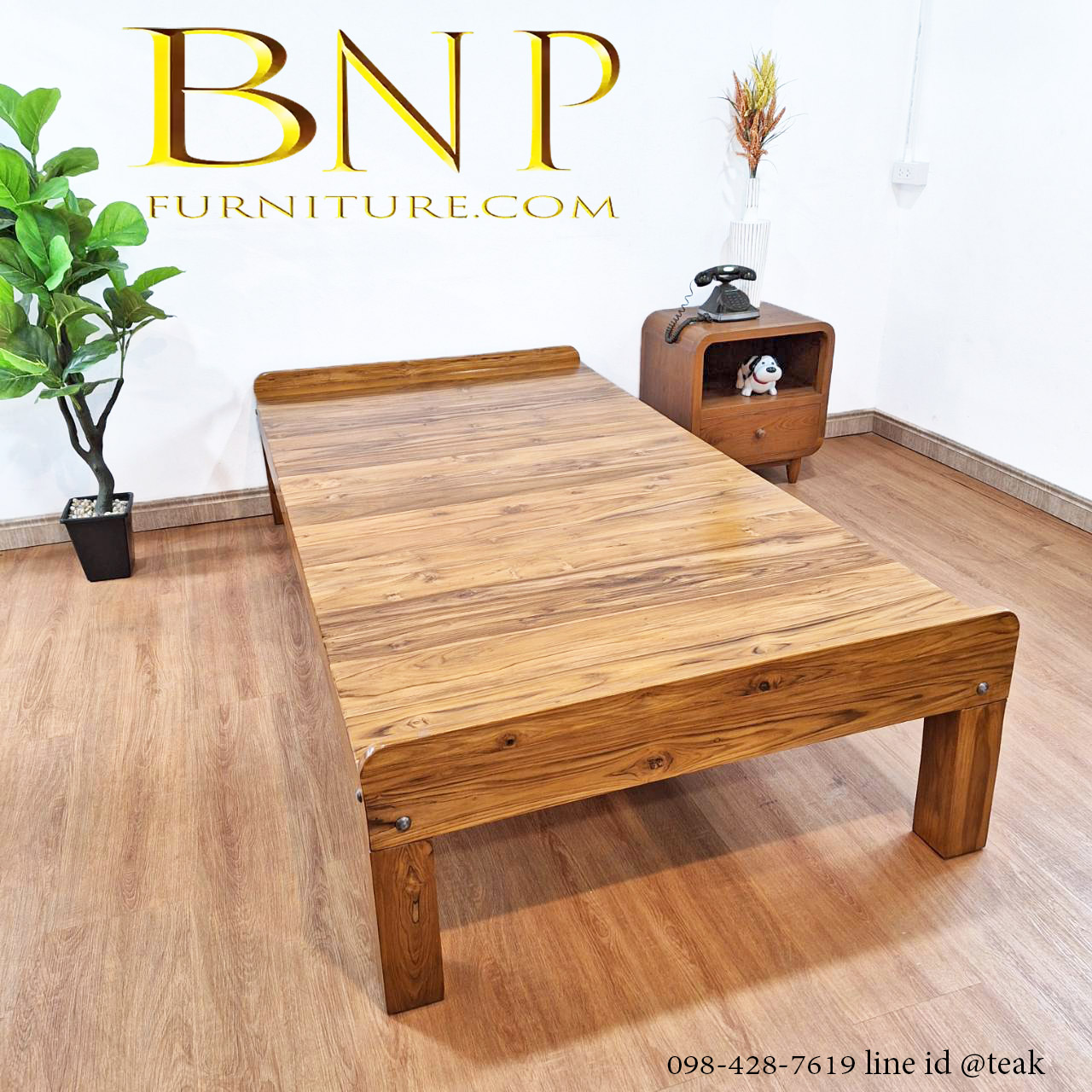 เตียงไม้สัก 3.5 ฟุต รุ่น มินิ