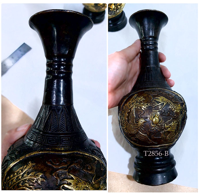 (เดี่ยว)แจกันจีนลายหงส์คู่มังกร สูง 23cm ใบละ