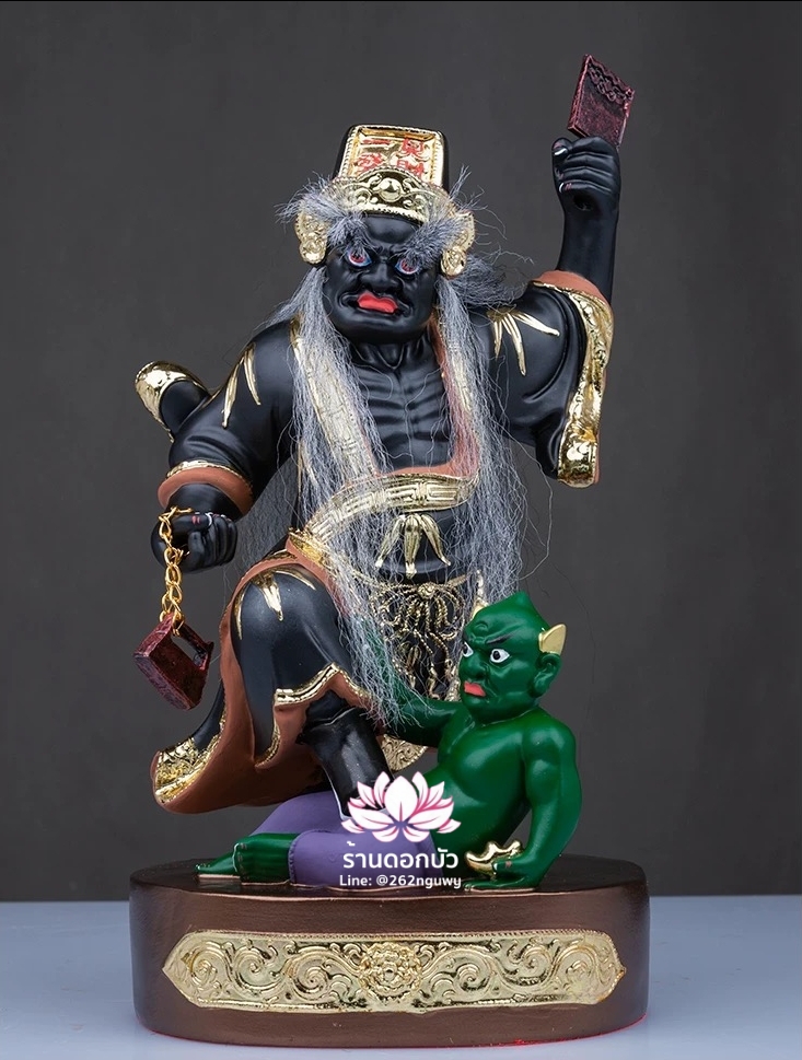 ชิดเอี๋ยโป๊ยเอี๋ย ตั่วแปะหยี่แปะ ยมฑูตขาวดำ ปางยืนเหยียบบริวาร งานเรซิ่น ขนาด 8/12/16/19 นิ้ว
