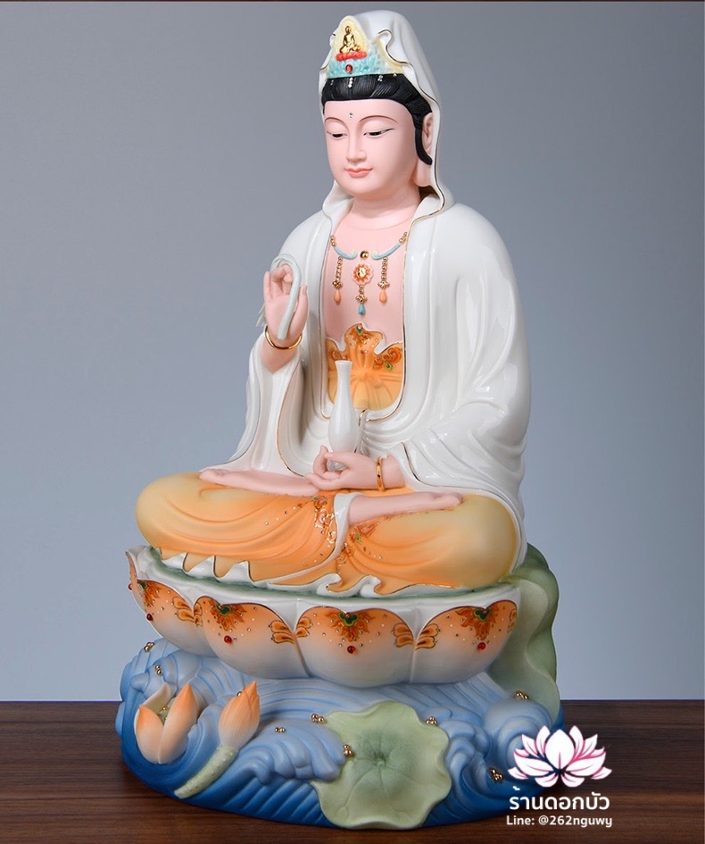 พระพุทธเจ้า (พระยูไล) พระโพธิสัตว์กวนอิม (กวนอิมผ่อสัก) พระกษิติครรภโพธิสัตว์ (ตี่จั่งอ๊วงผ่อสัก) และพระศรีอริยเมตไตรย (หมีเล่อฝอ) ขนาด 12/16/19 นิ้ว