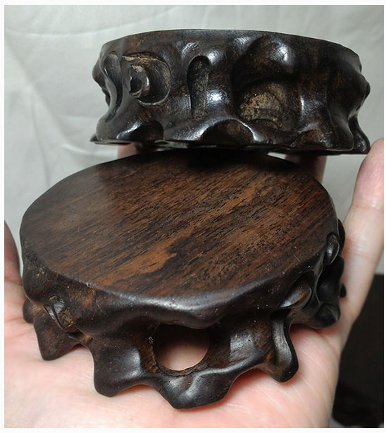 ฐานหรือกี๋ไม้สไตล์จีน ทรงรากไม้ ทรงกลม