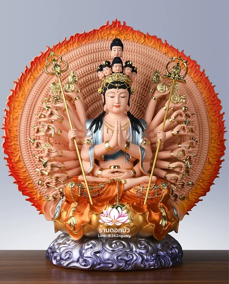 องค์พระโพธิสัตว์กวนอิมพันกร พระแม่กวนอิมพันมือ งานเรซิ่นคุณภาพสูง ขนาด 16/19 นิ้ว