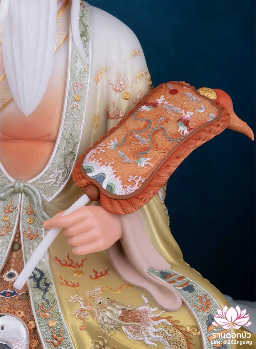 ไท่เสียงเหล่ากุง ไท่ส่องโล้กุ๊น ไท้ซังเหล่าจวิน หรือเล่าจื้อ ปางประทับนั่งบัลลังก์ งานหินอ่อนคุณภาพสูง ขนาด 12/16/19/26 นิ้ว