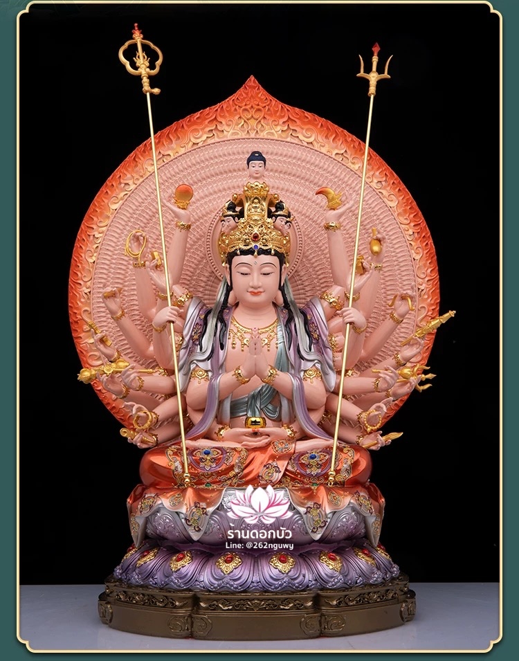 องค์พระโพธิสัตว์กวนอิมพันกร พระแม่กวนอิมพันมือ งานเรซิ่นคุณภาพสูงประดับคริสตัล ขนาด 12/16/19 นิ้ว