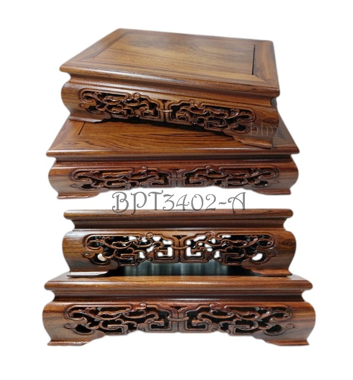 กี๋หรือฐานไม้สไตล์จีน สี่เหลี่ยมผืนผ้า--BPT3402--