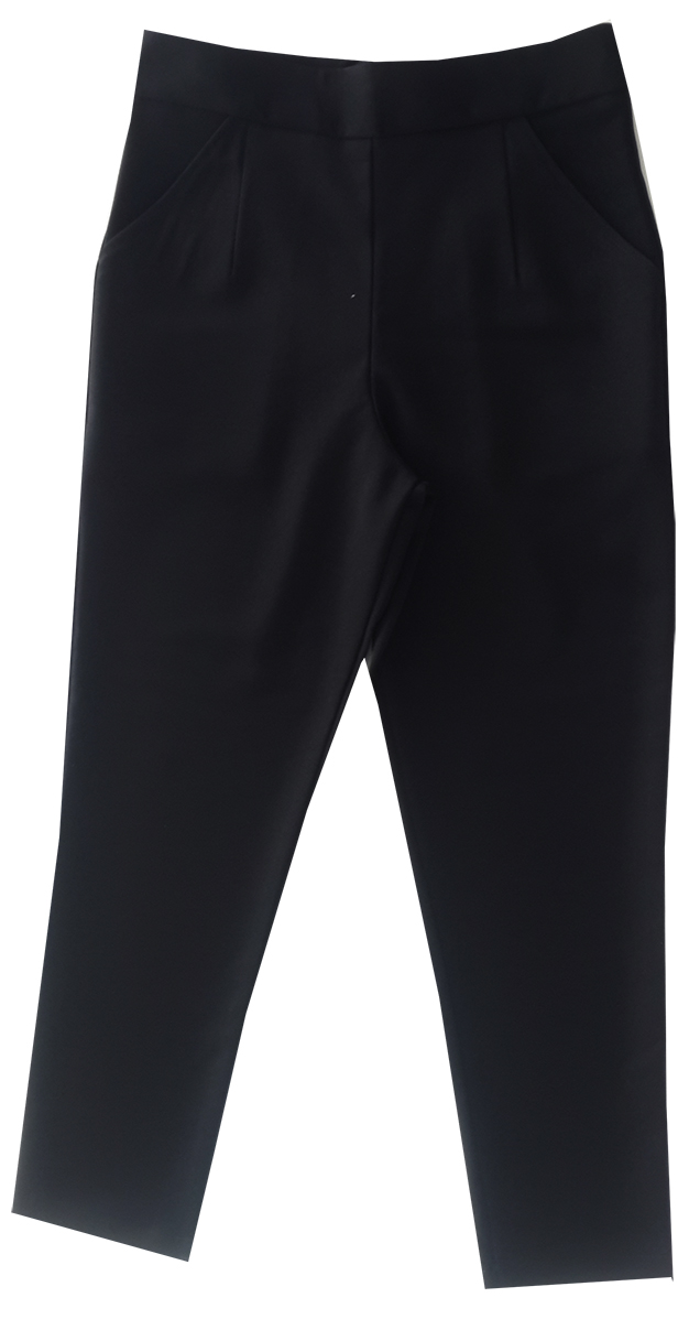 กางเกงเอวสูงขาเดฟ8ส่วน ผ้าฮานาโกะ ซิปซ้าย ไม่มีกระเป๋า สีดำ Size 2X 3X