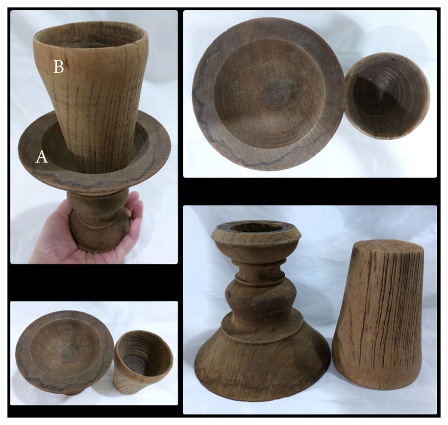 งานไม้เก่า2ชิ้น -พานและถ้วยไม้สัก ขนาดเล็ก ขายรวม