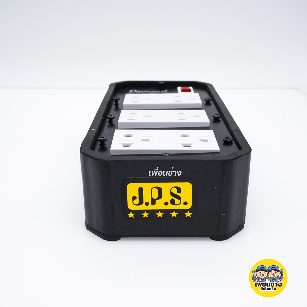 JSP Diamond 4x8 บล็อกยาง มีเบรกเกอร์ตัด เต้ารับ สวิตซ์รีเซ็ต 16A 3500W ปลั๊กพ่วง ปลั๊กสนาม บ็อกยาง บ๊อกยาง บล็อคยาง ไม่มีสาย