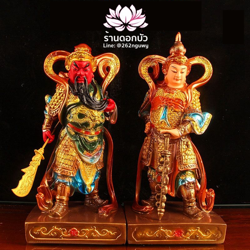 เทพเจ้ากวนอู และพระเวทโพธิสัตว์ หรืออุ่ยท้อผ่อสัก เทพบริวาร ขนาด 12 นิ้ว