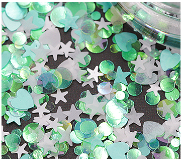 SKU-00569 กลิตเตอร์สีเขียว(ดาว+หัวใจ+กลม)