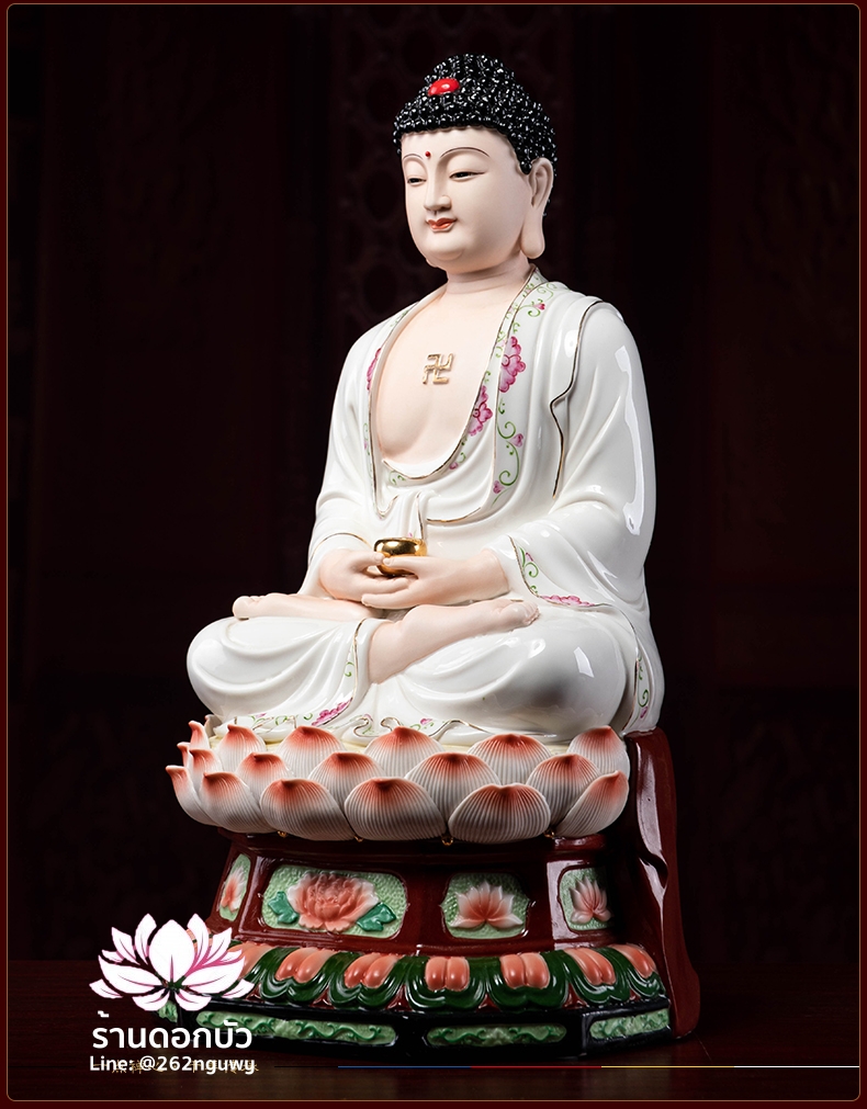 พระพุทธเจ้า (พระยูไล) พระโพธิสัตว์กวนอิม (กวนอิมผ่อสัก) พระมหาสถามปราปต์โพธิสัตว์ (ไต่ซีจี่ผ่อสัก) ขนาด 18 นิ้ว