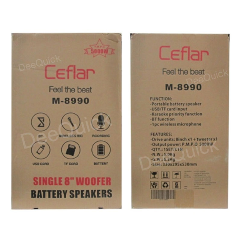 ลำโพงตู้ไม้ ล้อลาก ทรงโบราณ บลูทูธ 8นิ้ว แถมไมค์ลอย 1 ตัว Cefla M-8990