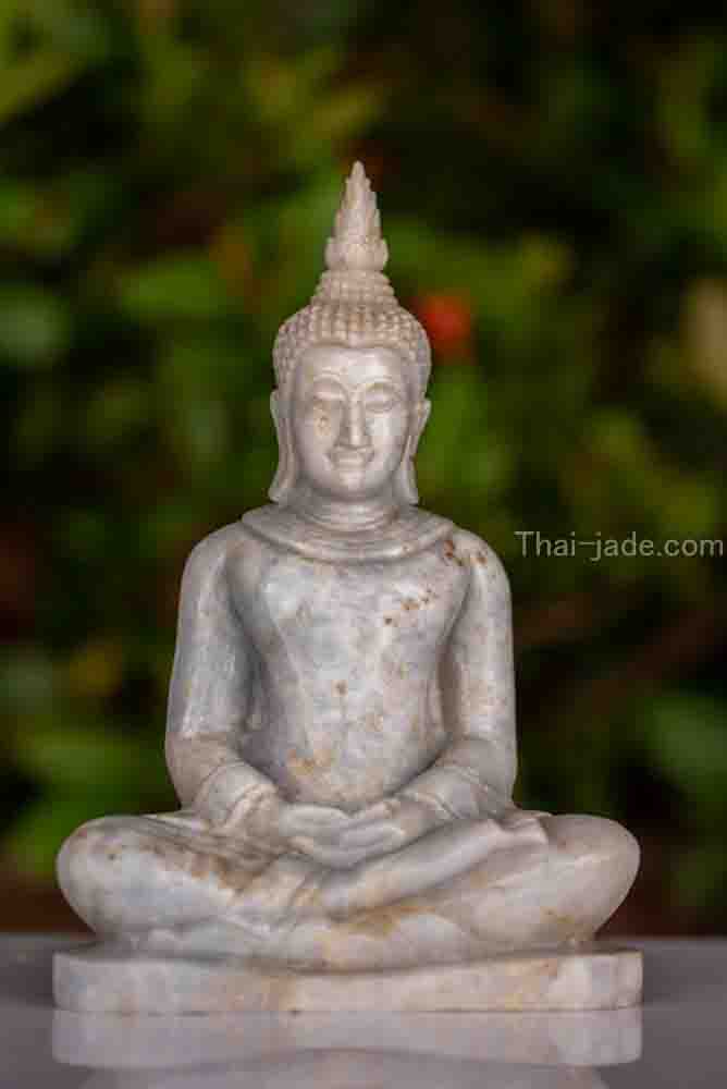 พระปางสมาธิ หินหยกพม่า ขนาด5นิ้ว พระแกะสลักหิน งานศิลปะ มีฝีมือ