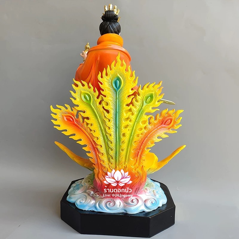 กิ่วเที้ยนเฮี่ยนลื้อ กิวเทียงเหี่ยงนึ่ง จิ่วเทียนเสวียนนี่ ปางยืนบนหงส์บริวาร งานเรซิ่น ขนาด 16 นิ้ว