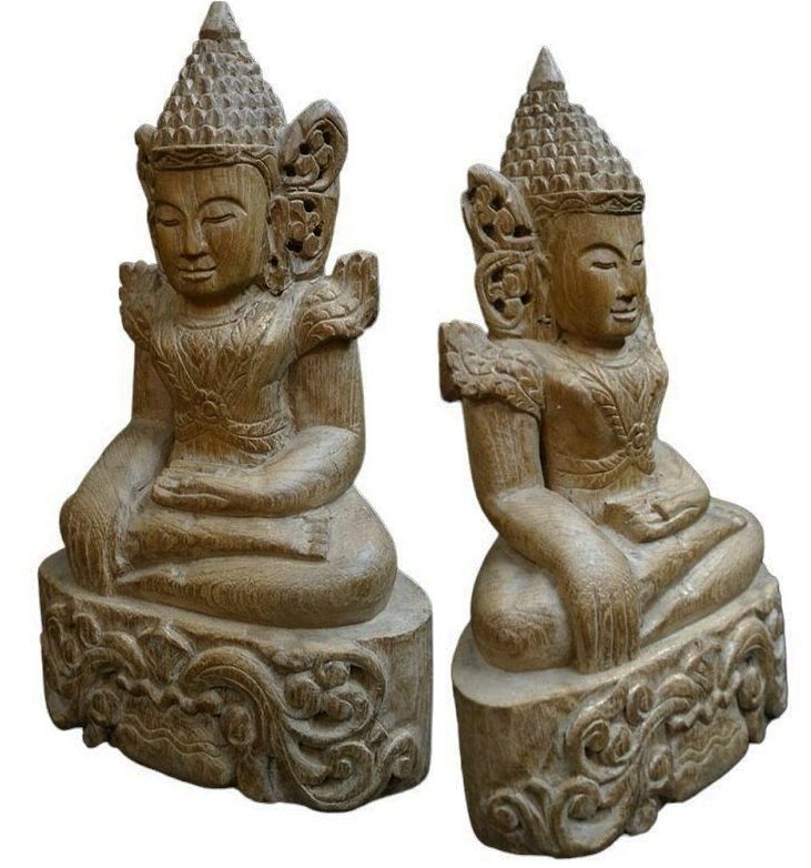 พระไม้แกะสลักศิลปะพม่า-มหามุนี งานเก่า สูง 25cm