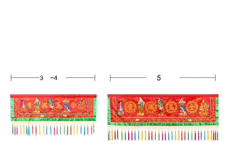ไฉ่ไบ๊ ผ้าแขวนประดับหน้าพระ ผ้าฉายลายโป๊ยเซียน ขนาด 90/105cm./1.2/1.5/1.8/2.4/3/3.6 เมตร