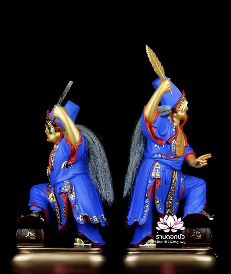 ชิดเอี๋ยโป๊ยเอี๋ย ตั่วแปะหยี่แปะ ยมฑูตขาวดำ ปางยืนเหยียบโลง งานเรซิ่น ขนาด 12/16/26 นิ้ว