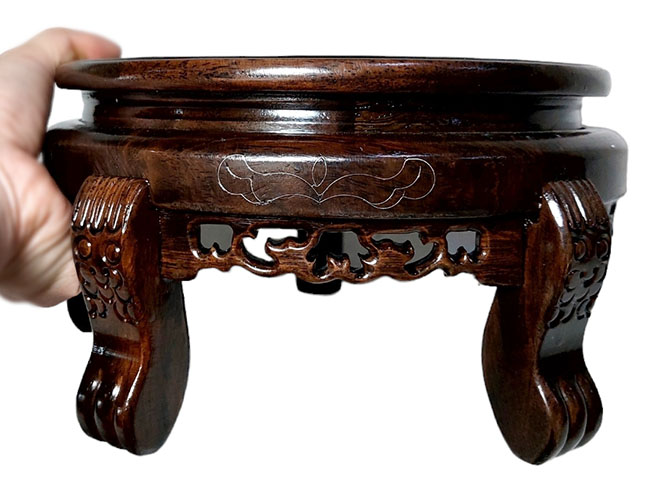 ฐานหรือกี๋ไม้สไตล์จีน ทรงกลม ขาเสือ หน้าท๊อป 20cm ตัวละ