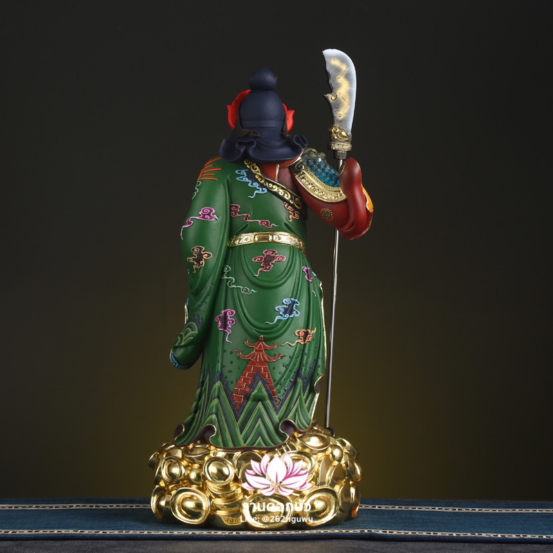 เทพเจ้ากวนอู กวนเต้กุ๊น เฮียบเที้ยนไต่เต่ หรือ กวนเส่งเต้กุ้น ปางประทานทรัพย์ ขนาด 19 นิ้ว