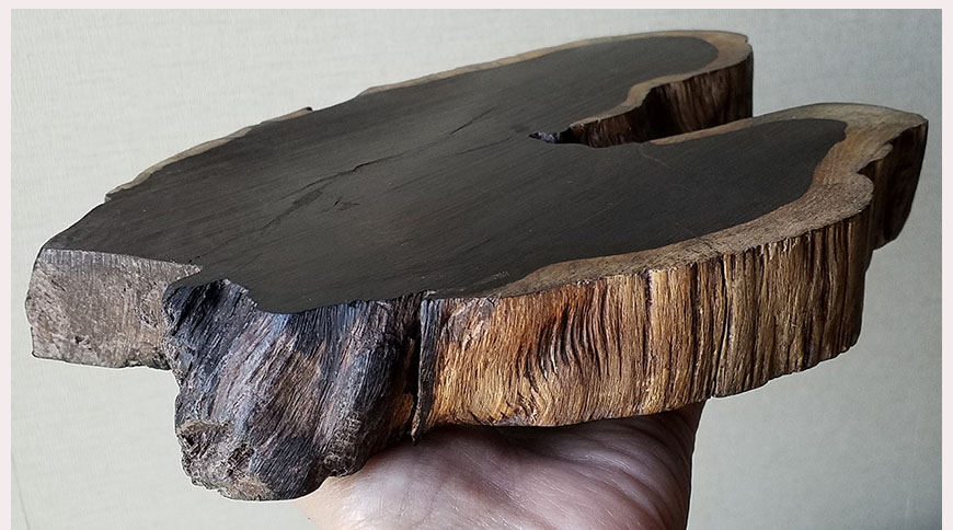 ฐานไม้มะเกลือ(African Ebony) หนา 3cm แบบที่1ตัดเว้า (ตัวอย่าง)