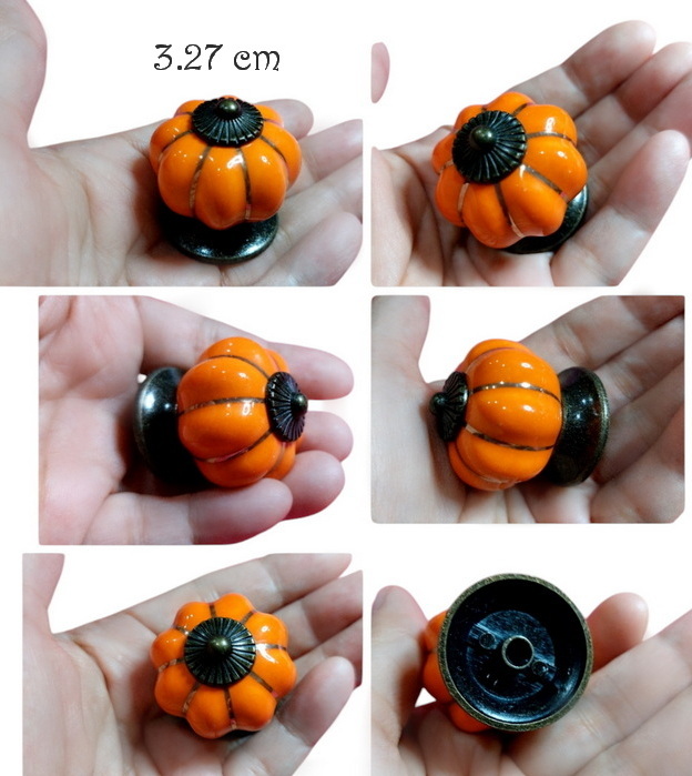 (คู่)ปุ่มจับ มือจับเซรามิก รูปทรงฟักทอง 3.2cm