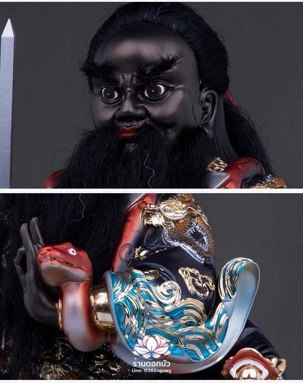 เตียวกงเสงกุ้น ฮวบจู่กง หรือ ฮวดจูกง ปางนั่งบัลลังก์มังกร งานเรซิ่นพรีเมียม ขนาด 12/16/19/24 นิ้ว