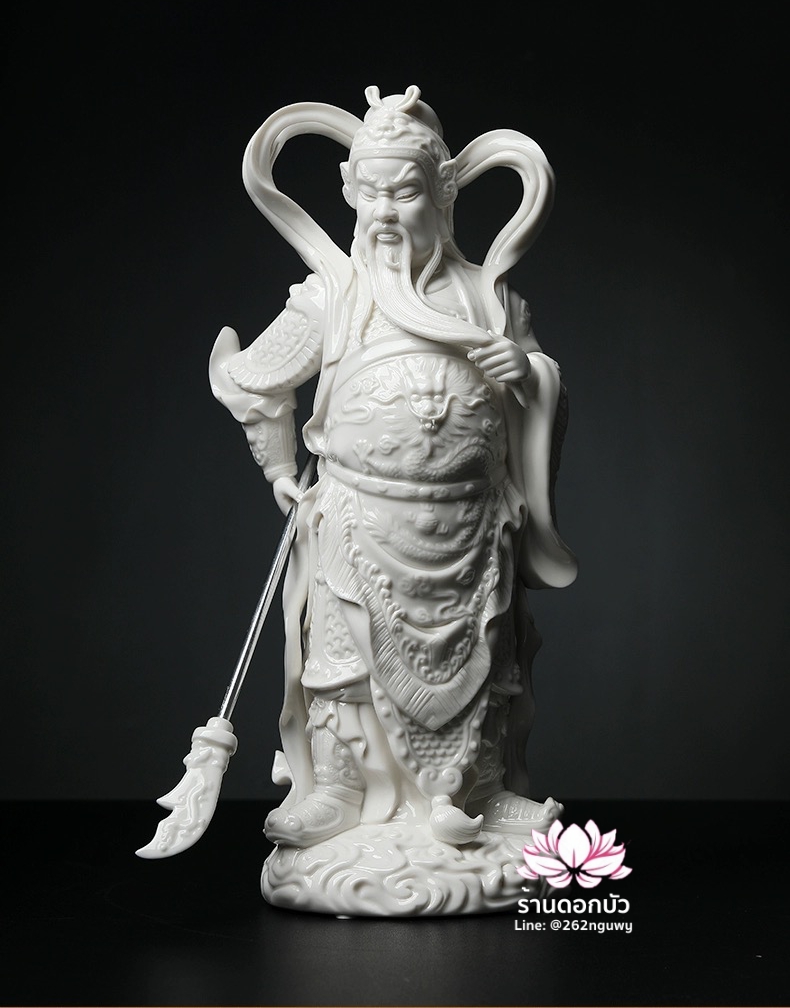 เทพเจ้ากวนอู และพระเวทโพธิสัตว์ (อุ่ยท้อผ่อสัก) ขนาด 14 นิ้ว สีขาว