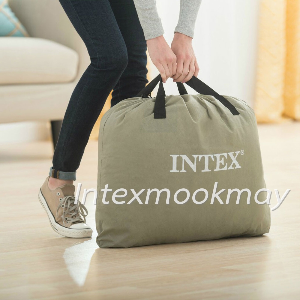 Intex 64116 Pillow Rest Mid-Rise TwinSize ที่นอนสีฟ้าเทา ขนาด 3.5 ฟุต ปั้มลมในตัว