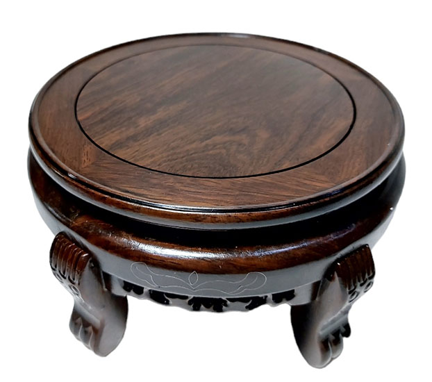 ฐานหรือกี๋ไม้สไตล์จีน ทรงกลม ขาเสือ หน้าท๊อป 20cm ตัวละ