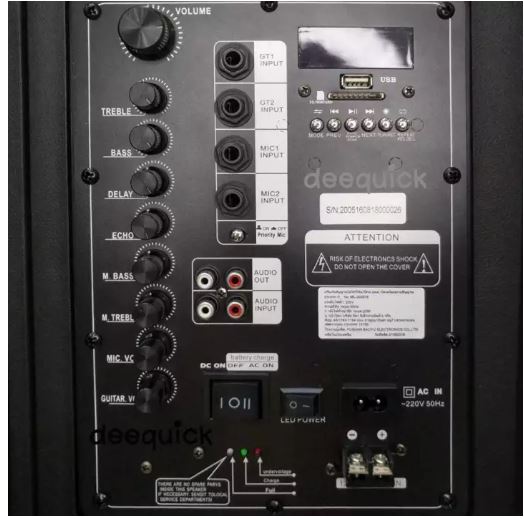 ตู้ลำโพง 15 นิ้ว 80W มีไฟ LED Soundmilan รุ่น T16