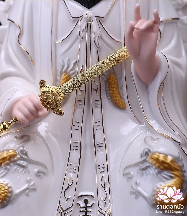 เตียวเทียนซือ เตียวฮู้เทียนซือ จางเทียนซือ ปางนั่งบัลลังก์มังกร งานกระเบื้องฮกเกี้ยน ขนาด 12/16 นิ้ว