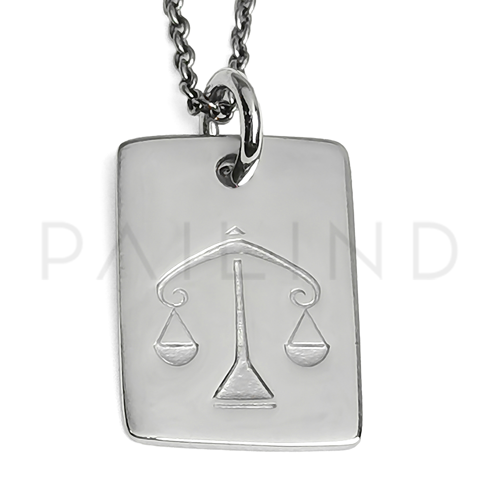 จี้เงินแท้ 925 ดีไซน์ป้ายแท็กลายตราชั่ง ราศีตุลย์ มินิมอล